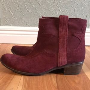 Burgundy Lucky Brand Booties, NWOT
